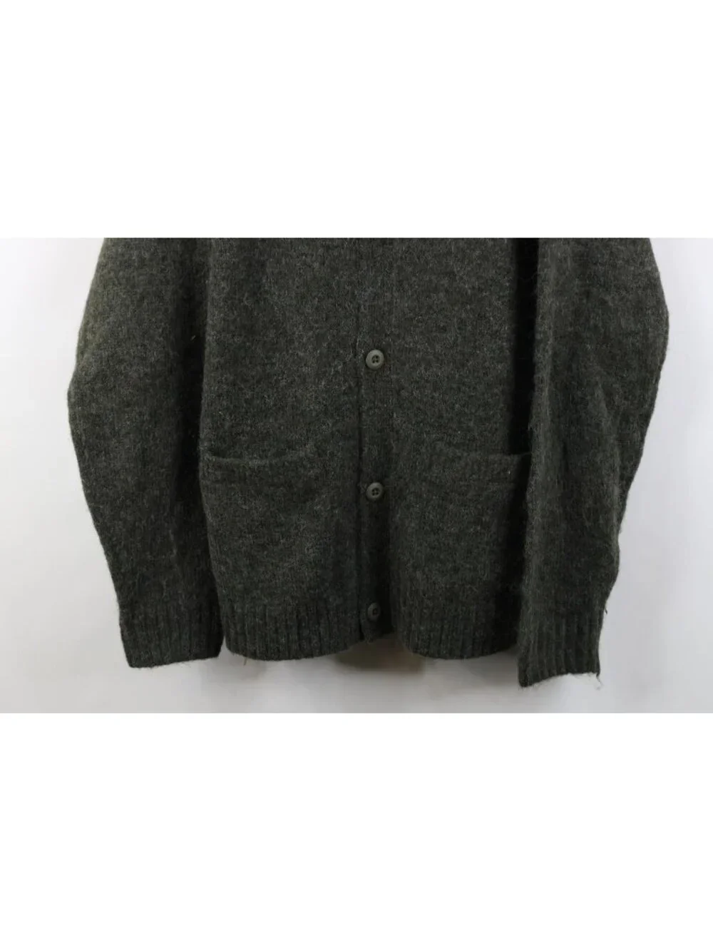 Deadstock Y2K Express Mens Medium Wool Blend Mohair Shag Cardigan Sweater Green